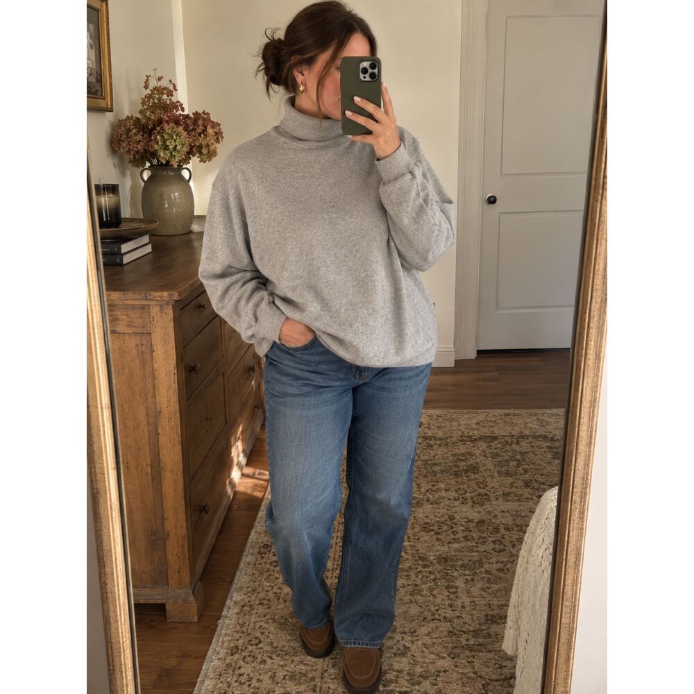 Lauren Ralph Lauren 3X Silk Cashmere Turtleneck Sweater Gray